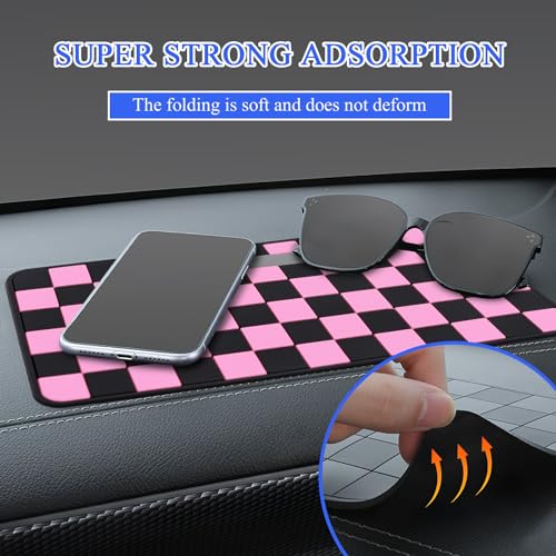 Wuyaoyao 2PCS Car Dashboard Anti Slip Mat, 12.2"×8.3" Non-Slip Dashboard Sticky Pad, PVC Car Dash Gripping Mat, Multifunctional Auto Grip Mat for Phones Sunglasses Keys Electronic Devices (Pink) - color: Pink