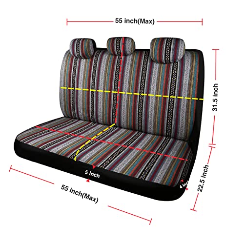 Baja Saddle Blanket Car Seat Covers 7PCS Full Set, Breathable and Washable Striped Woven Automotive Vehicle Seat Cover, Universal Seat Cover for Sedan, SUV, Airbag Compatible - color: High Back Baja Inca, size: Full Set
