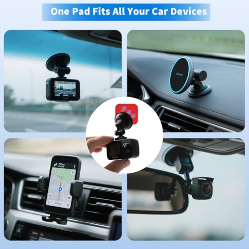 Double Sided Adhesive Pads for Dash Cam, 6PCS 2.83 Inch Heavy Duty Sticky Pads, Heat Resistant & No Residue Mounting Tape, Universal Replacement for Windshield, Dashboard, GPS, Phone Mount