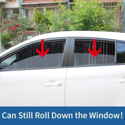 Ovege Car Side Window Sun Shade Car Curtain Pleated Silky Suction Magnetic (Black-Opaque, Front Seat 2pcs) - color: Black-Opaque, size: Front Seat 2pcs