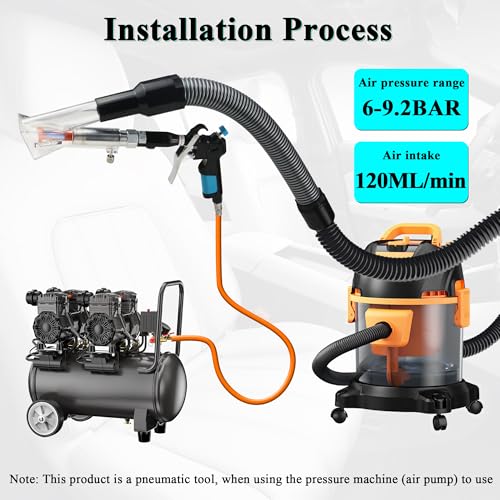 GOCCIDA 2IN1 Car Interior Detailing Air Blow Gun & vacunm Gun with Adjustable Air Flow Nozzle,Cleaning Gun Quickly Blasts Dirt and Dust from Surface Works with Air Compressor(Upgrade Rotate Tube) - color: black