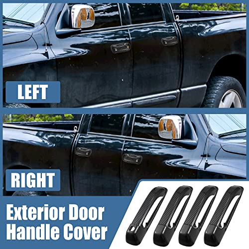 X AUTOHAUX 8pcs ABS Exterior Side Door Handle Cover Trim for Ram 1500 2500 3500 2010-2018 Black Carbon Fiber Pattern Outer Door Handle Cover Decoration