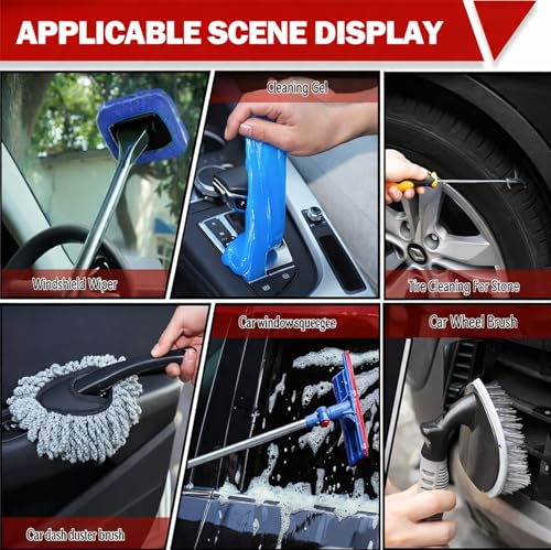 56Pcs Car Wash Cleaning Kit with Foam Gun, Car Wash Brush with Long Handle, Car Detailing Kit, Car Wheel Brush for Car Cleaning Supplies, Adjustable Hose Wash Sprayer-Quick Connector to Any Hose - size: 56PCS