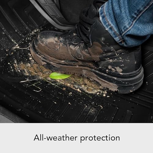 Amazon Basics 4-Piece Premium All-Season Anti-Slip Rubber Floor Mats, All Weather Protection for Cars, SUVs and Trucks, Universal Trim to Fit, Black
