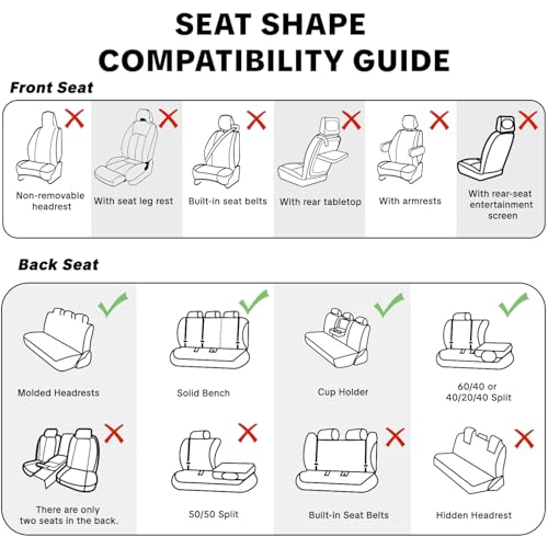 Red Car Seat Covers, Universal Fit for Most Vehicles, Premium Waterproof Leather, Pet-Friendly Car Seat Covers with Lumbar Support, Non-Slip, Airbag Compatible, Protects Car Interior - color: Red