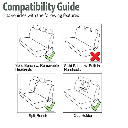 FH Group Car Seat Covers Rome PU Leather Split Bench Seat Covers w. 3 Headrests - Fit Most Car, Truck, SUV, or Van (Solid Gray) PU009013 - color: Gray, size: Rear Set