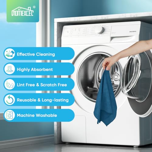 HOMEXCEL Navy Blue Microfiber Cleaning Cloth, 24 Pack Cleaning Towels for Kitchen, Lint Free, Scratch-Free, Highly Absorbent, and Reusable Cleaning Rags for House, Window, Cars, 11.5 X11.5 inch - color: Navy Blue