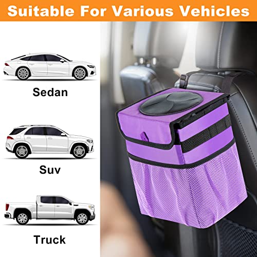 Car Trash Can Foldable Garbage Bin Leakproof 2.3 Gallons Car Trash Bag Purple - color: Purple, size: M-1PCS