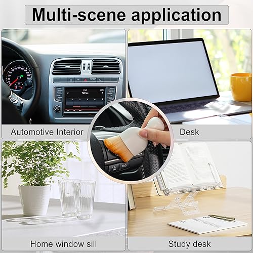 GaRhomxy Car Detailing Brushes, Car Interior Dust Sweeping Soft Brush, Soft Bristles Brush Cleaning Tool for Automotive Dashboard, Air Conditioner Vents, Computer, Scratch Free(White) - color: White