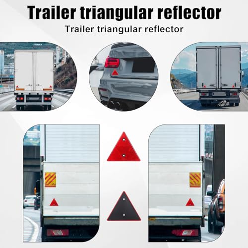2Pcs Safety Reflector Warning Sign, Slow Moving Vehicle Triangle Safety Sign, for Outdoor Truck, Car, Golf Cart