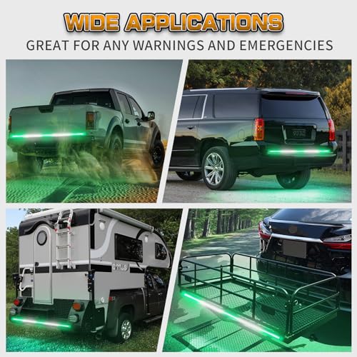 XRIDONSEN 60 inch Truck Tailgate Green White Emergency Lights Strip 360 LED Rear Window Strobe Lights Firefighter POV Light Flashing Warning Hazard Safety First Responder Lights for Vehicles Pickup - color: Green/White