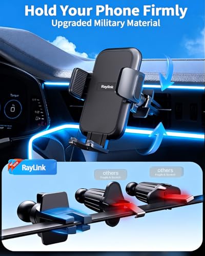 RayLink NO.1 Best Phone Holders for Your Car Ultimate Military-Grade Windshield Dashboard VentใUpgraded Suction & Clipใ Cell Phone Mount with Patent & Safety Certs for iPhone 17 Pro Max 16 15 Samsung