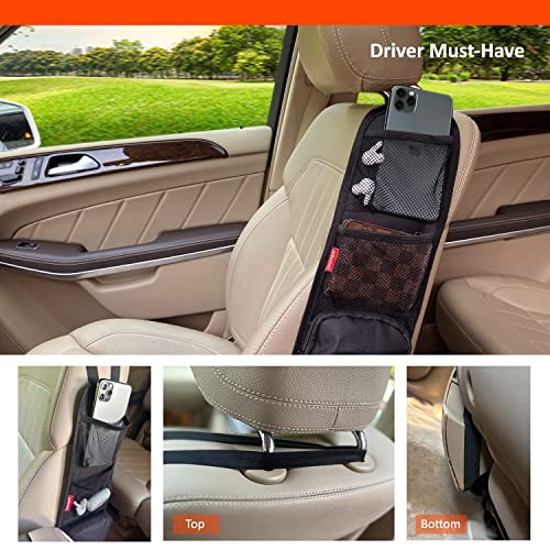 Car Seat Side Organizer, Auto Seat Storage Hanging Bag, Phones, Drink, Stuff Holder with Mesh Pocket for Cars, SUV & Truck - color: Black