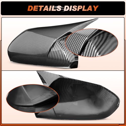 ACLONG Carbon Fiber Mirror Cover Caps Fit for Toyota Camry 2018 2019 2020 2021 2022 2023 2024 2025- Rearview Side Mirror Covers-Ox Horn Design, Left Driver Side & Right Passenger Side,1 Pair - size: Fit for Camry 2018-2025-Ox Horn-Carbon Fiber