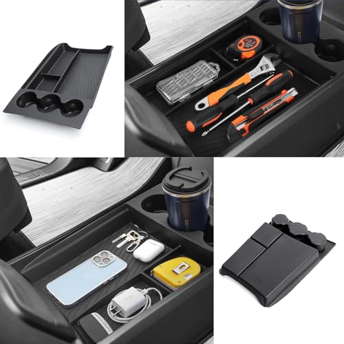 for Rivian r1t r1s 2022 2023 2024 Lower Center Console Organizer Tray with Drink Cup Holder Compatible with Rivian Console Storage Box Interior Accessories