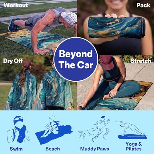2 Pack Car Seat Towel Covers, Sweat-Proof Microfiber Seat Protectors for Gym, Running, Beach & Workout, Breathable Quick-Dry, Machine Washable, Ocean Cat Beach Print, Universal Fit - color: Ocean Cat Beach