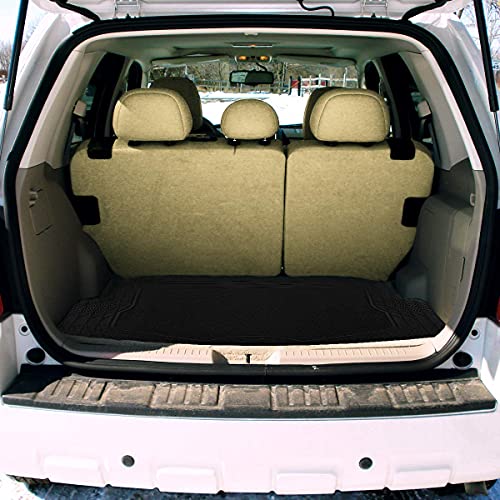 ZONETECH All Weather Rubber Semi Pattern Cargo Liner Trunk Floor Mat – Premium Quality Black Heavy Duty Cargo Trunk Floor Mat - size: 1 PACK