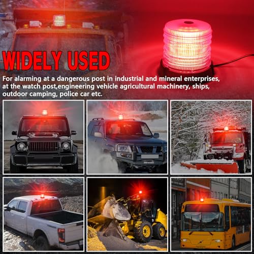 60 LED Strobe Light, 12-24V Warning Emergency Magnetic Beacon Lights for Trucks, Construction Vehicles, UTV ATV, Firefighter, Ambulance and Snow Plow (Red) - color: Red