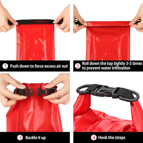 Waterproof First Aid Kit Roll Top Boat Emergency Kit with Waterproof Contents for Fishing Kayaking Boating Swimming Camping Rafting Beach Red - color: Ws011-red