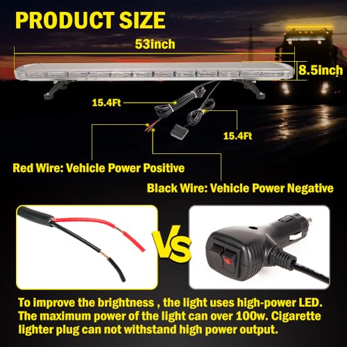 ASPL 53 inch 260 LED Low Profile Rooftop Strobe Lights Bar High Intensity Emergency Warning Flashing Beacon Snow Plow Light Traffic Advisor Car Hazard Construction Roof Lights Bars (Amber) - color: Amber
