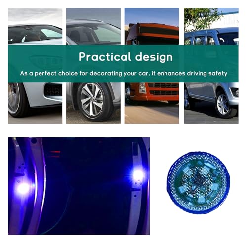 Dickno 4 PCS Wireless Car Door LED Warning Lights, 5 LED Roadside Auto Flashing Safety Signal Light for Anti Rear End Collision, Universal Strobe Flashing Light for Car SUV Truck (Blue) - color: Blue