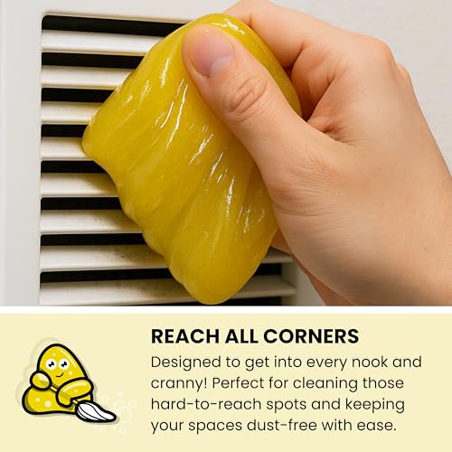 Slime Buddies Cleaning Slime | (3 Pack) 1 Lemon, 1 Apple, 1 Strawberry Scented Car Cleaning Gel | Car Interior, Cup Holder, & Keyboard Detailing Tool | Reusable Putty for Loose Dust & Dirt - color: 03 Pack Variety