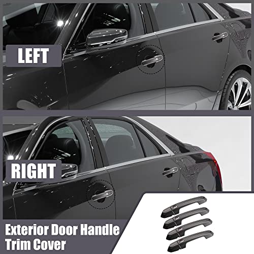 X AUTOHAUX Exterior Outside Door Handle Cover Kit Front Rear Left Right for Cadillac XT4 XT5 XT6 CT4 CT6 CTS ATS XTS 2013-2021 Carbon Fiber Pattern Black - color: Black Carbon Fiber