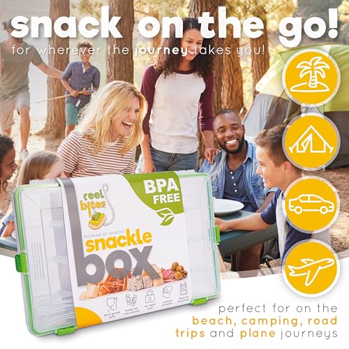 Create-ables Snackle Box Container Reel Bites BPA-Free Snack Container for Travel, 13-Compartment Snackle Box with Adjustable Dividers, Dishwasher Safe – 10.5 inch - size: 10.5 inch