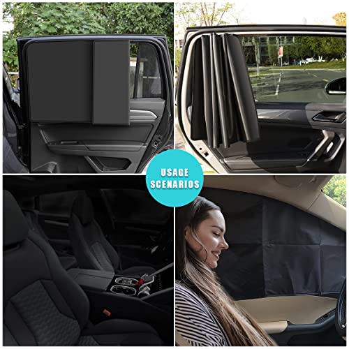 Ziciner Car Window Sun Shade(Only for Metal Frame), 2 Pcs Auto Side Rear Magnetic Windshield Curtains, Sun Heat Blocker and UV Rays Protector, Universal Window Covers for Car, SUV (Black-Back Window) - color: Black-Back Window