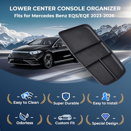Lower Center Console Organizer Storage Tray for Mercedes Benz EQS 450+ 400 580 AMG SUV/EQE 350 350+ 500, Interior Accessories Insert Storage Tray for 2026 2025 2024 2023 EQS/EQE, Black - style: 1) Fits for 2023-2026 EQS/EQE, Lower
