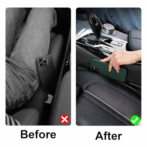 KUWSEIY 2 Pack Car Seat Gap Filler, No-Drop Seat Side Gap Seam Filler Organizer with Phone Holder, Universal Fit Fill The Gap Between Seat and Console, Auto Accessories for SUV Truck Sedan
