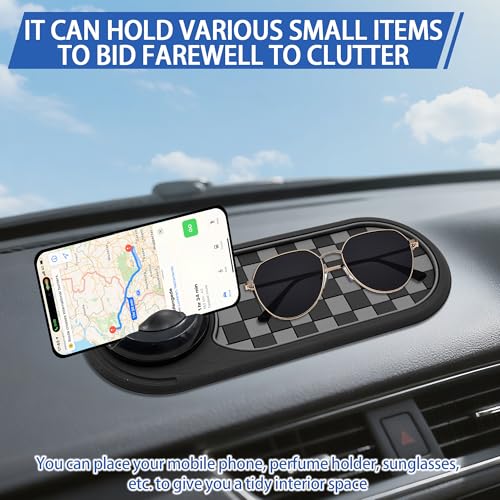 Multifunction Car Anti-Slip Mat Auto Phone Holder, Rotatable Car Anti Slip Mat Phone Holder with Temporary Parking Number, Universal Dashboard Sticky Pad for Glasses Keys (Black) - color: black