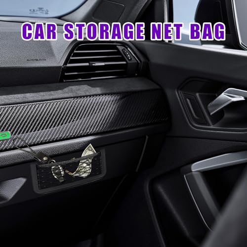 Dickno 2 PCS Car Pocket Phone Net, Universal Seat Side Storage Net Bag with Double Sided Tape, Automotive Frame Storage Net Pocket, Vehicle Interior Organizer for Phone Purse Bag - size: 2PCS