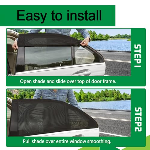 2PCS Car Window Shades, Car Window Covers, UV Protection Mesh Side Car Window Sun Shades, Automotive Window Accessories Stretchy Side Windows Car Shade Suitable for Vehicles (Rear Window)