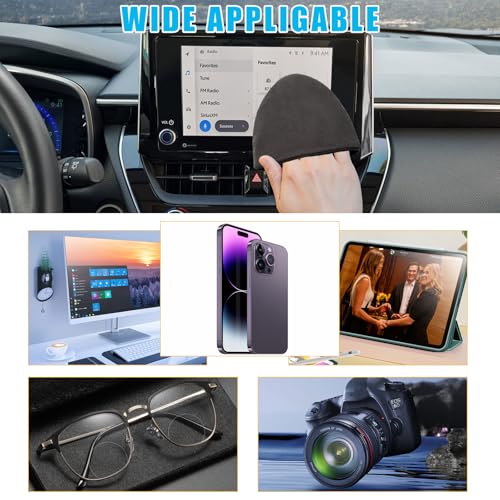 Ohleats Car Screen Cleaner, 4.72×3.93" Microfiber Auto Screen Cleaning Pad, Foldable Touch Screen Cleaner Cloth for Vehicle Dashboard LCD Display, Interior Car Accessories (Triangle, 2PCS) - color: Triangle,2Pcs