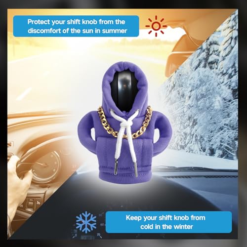 Funny Gear Shift Hoodie Cover, Car Shifter Knob Sweatshirt, Universal Stick Shift Cover for Car Gear Handle - color: Purple