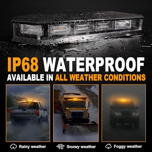 ASPL 16.5 Inch Roof Top Beacon Emergency Strobe Light with Controller 56 LED Magnetic Warning Caution lights bar Traffic Hazard Plow Light for Trucks Vehicles Construction Snowplow (Amber) - color: Amber