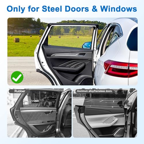 Linkstyle 2PCS Car Window Shade: Magnetic Kids Sun Shade for Steel Doors, Blackout UV Protection Heat Blocking, Cartoon Amusement Park Car Side Window Covers for Baby Privacy