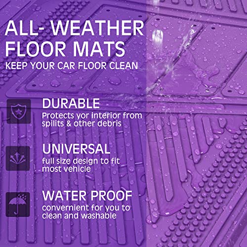 CAR PASS Heavy Duty Rubber Floor Mats Gray Car Mats Full Set with Trunk Cargo Liner - Universal Waterproof Floor Mats for Car SUV Truck, Durable All Weather Automotive Liner Mats (All Purple) - color: Purple Cargo Liner