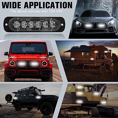 DIBMS LED Emergency Strobe Lights Bar 8x White 6 LED Strobe Warning Emergency Flashing Light Caution Construction Hazard Light Bar For Car Truck Van Off Road Vehicle ATV SUV Surface Mount - color: White