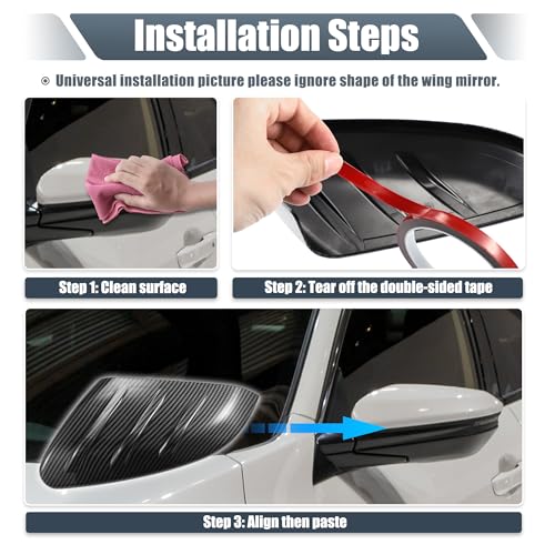 X AUTOHAUX 1 Pair Car Rear View Driver Passenger Side Mirror Cover Cap Overlay Black Carbon Fiber Pattern for Toyota Prius 16-19 for Toyota Prime Mirror Guard Covers Exterior Decoration Trims