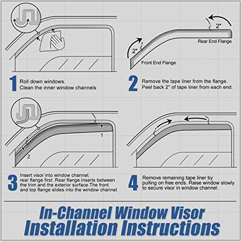 Auto Dynasty in Channel Window Vent Visor Deflector Rain Guard 2pcs Front Compatible with Dodge Dakota Regular/Extended Cab 2-Door 1997 1998 1999 2000 2001 2002 2003 2004 - size: 97-04 Dodge Dakota Standard/Extended Cab