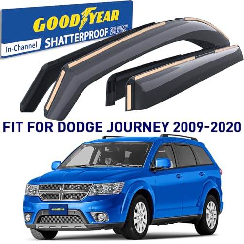 Goodyear Shatterproof in-Channel Window Deflectors for Dodge Journey 2009-2020, Rain Guards, Window Visors for Cars, Vent Deflector, Car Accessories, 4 pcs - GY007886 - color: For Journey 09-20