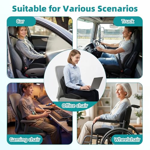 Office Chair Cushion with Back Support, Ergonomic Seat Cushion High Density Memory Foam with U-Shaped Raised Sides, Breathable Coccyx Relief for Better Posture, Office Chair, Car, Home (Black) - color: Black