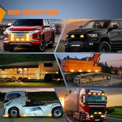 Nilight 4PCS LED Strobe lights 12V 24V Sync Feature Amber 24LED Emergency Hazard Warning Lights with Controller Hard Wire or Cigarette Lighter Plug for Car Truck RVs Campers - color: Amber w/Controller