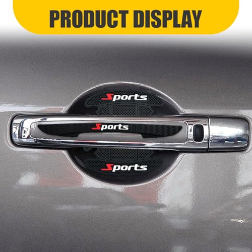 8PCS Car Door Handle Scratch Protectors, Sports Car Door Handle Bowl Sticker, Self-Universal Auto Doors Handles Paint Guard Cover, Doors Handles Cup Protective Film for Cars (Black)