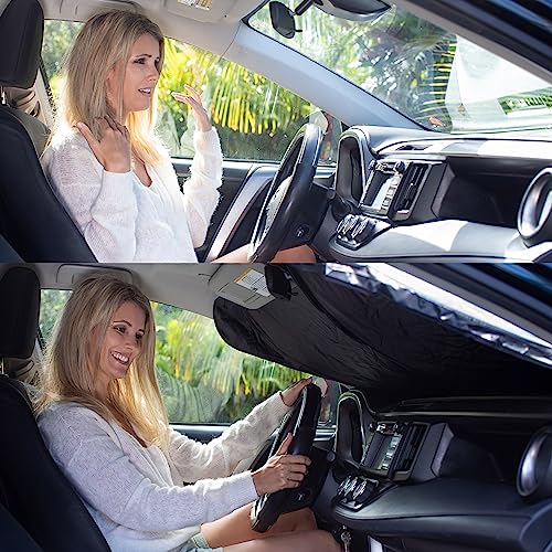 Car Sun Shade with Storage Pouch by A1 Sunshades Shield Protector Blocker Retractable Cover Sunscreen Auto Interior Accessories Visor Small - size: Small