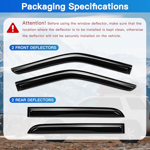 4Pcs Window Vent Visors, Outside-Mount Window Deflectors, Rain Guards for 2016-2023 Toyota Tacoma Double Cab - size: 2016-2023 Tacoma Double Cab