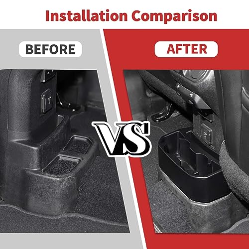 Jimen for JL Rear Cup Holder, Dual Extra Cup Holder Organizer Tray Drink Holder for Back Seat Compatible with Jeep Wrangler JL JLU & Gladiator JT 2018-2025