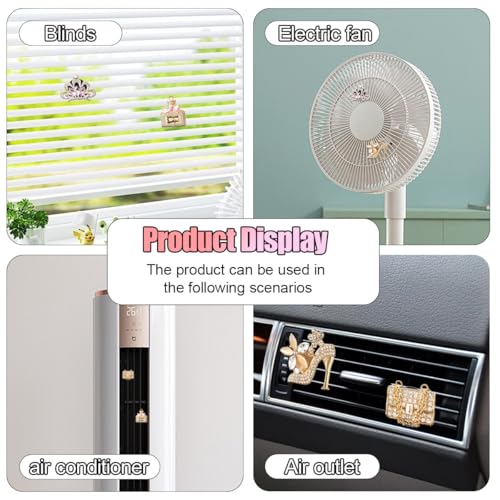 4PCS Bling Car Air Vent Clip, Crystal Rhinestone Heels Bag Crown Perfume Bottle Dashboard Air Vent Trim Clips, Car Interior Outlet Diffuser Decoration Accessory for Women (Gold) - size: Gold